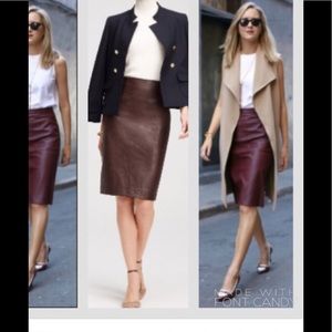 Vintage Brown leather pencil skirt 🌺c5
